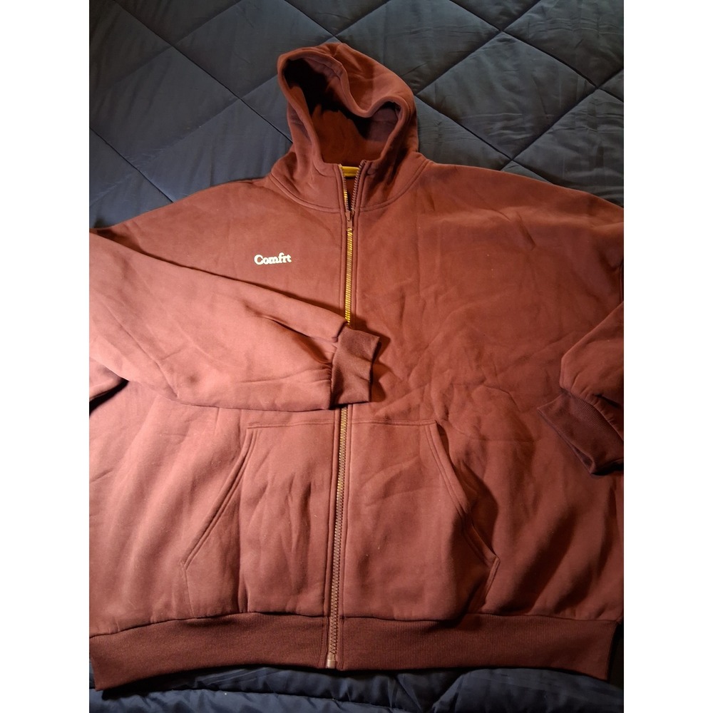 Comfrt Cloud Zip Hoodie Maroon Oversized Fleece‎ Sweatshirt Mens 3XL KJHU20